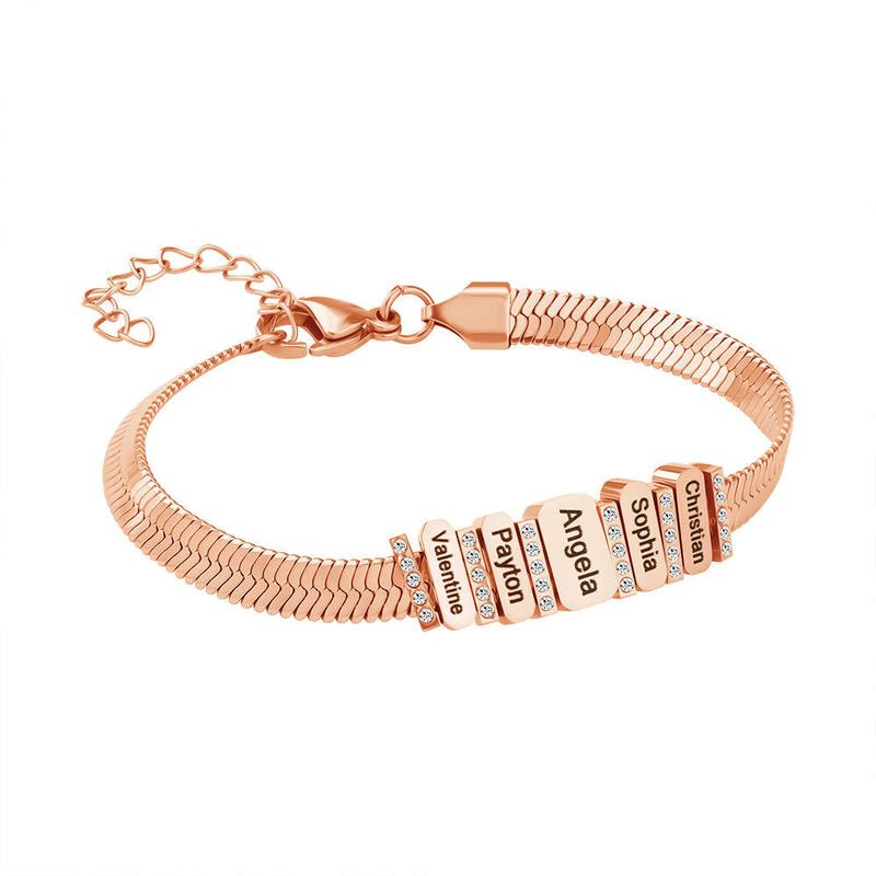 Custom Names Beaded Bracelet Stainless Steel Bracelet Personalized Bracelet Jewellry Gift For Mother Father Girlfriend Boyfriend 6