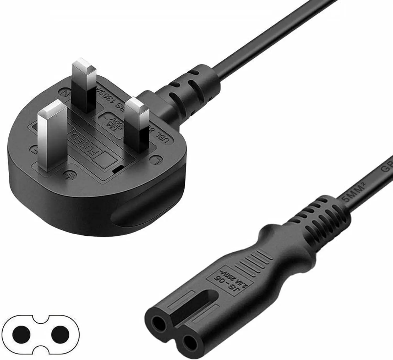 1 Meters Power Cable Figure 8 Power Lead IEC C7 UK Plug Power Cord Cable