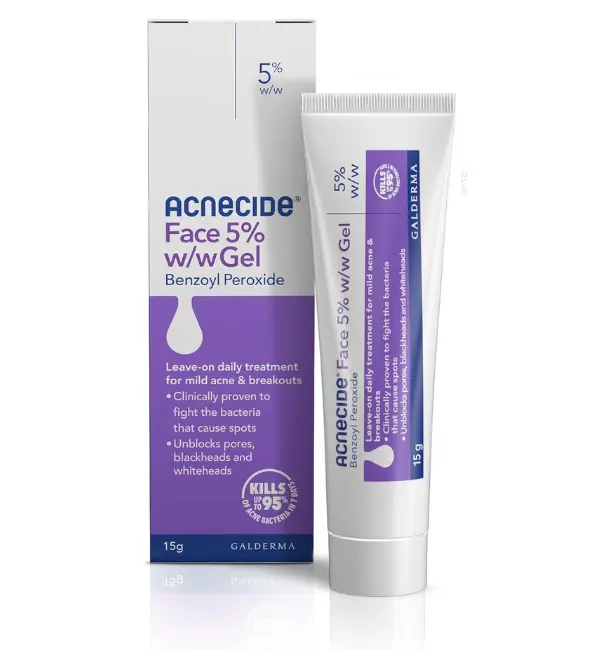 Acnecide Face Gel 5% Benzoyl Peroxide Acne Treatment for Spot Prone Skin 15g - Moisturizers - Skincare Clear Pack