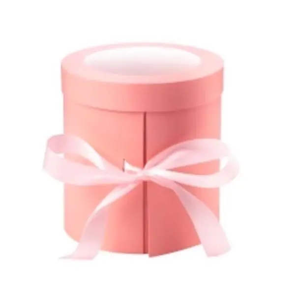 Oasis Round Split Double Layer Hat Gift Box - Black/White/Pink - Lighter