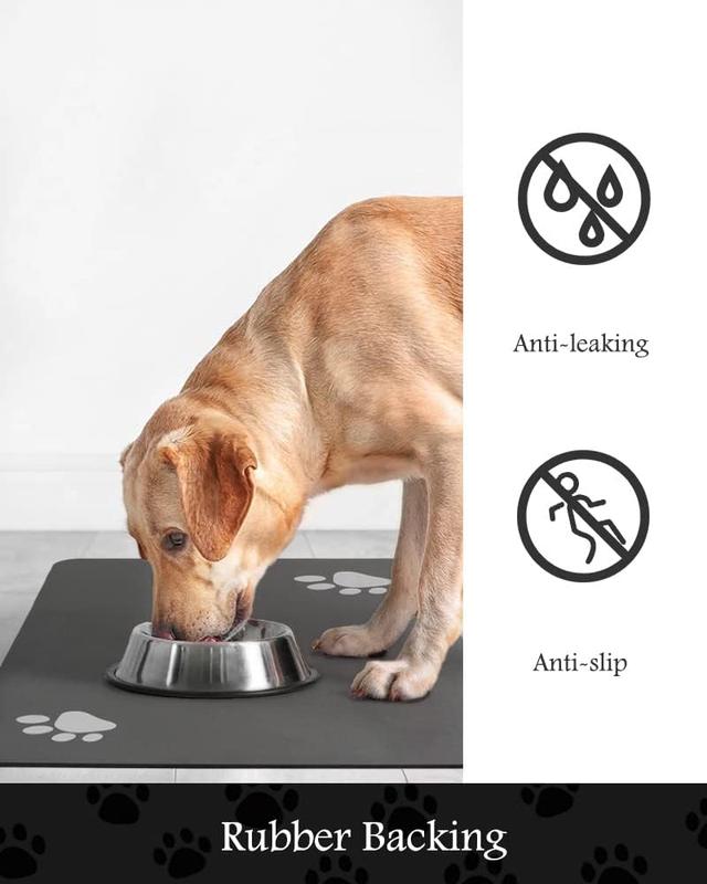 Pet Feeding Mat-Absorbent Dog Mat for Food and Water Bowl-No Stains Quick Dry Dog Water Dispenser Mat-Dog Accessories Pet Supplies-Dog Water Bowl for Messy Drinkers 1
