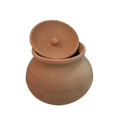Matka Chicken Egg Biryani, unglazed earthen clay/handi pots 800ml, 14x14cm lided Cookware Traditional Meat honey pot red with handle 1