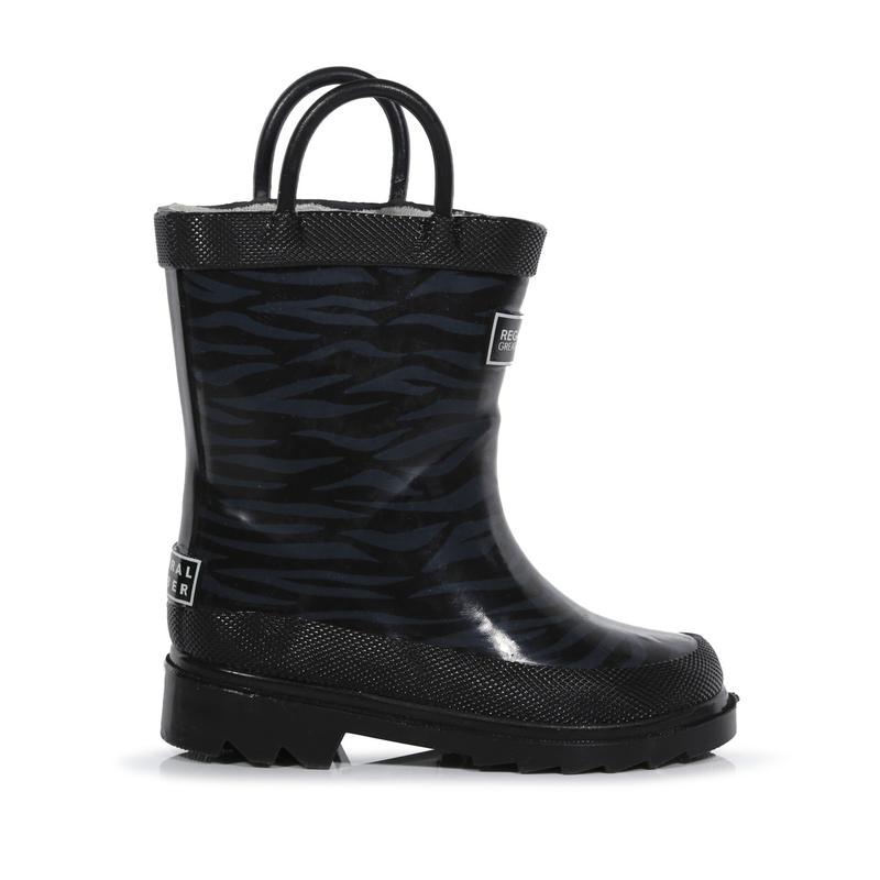 Regatta Minnow Kids Boys Girls Waterproof Wellington Boots Black Cotton Unisex 4
