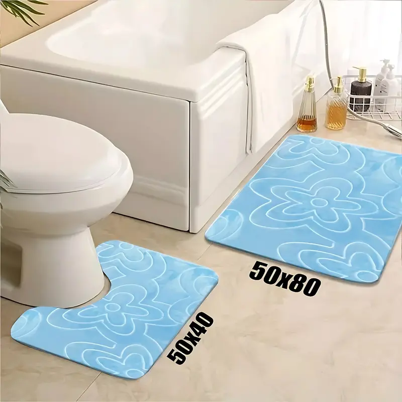 2-Piece Memory Foam Bath Mat Set - Extra Soft, Non-Slip, Super Absorbent Bathroom Rugs, Machine Washable bathroom  accessories wudu  mat  bathroom 7