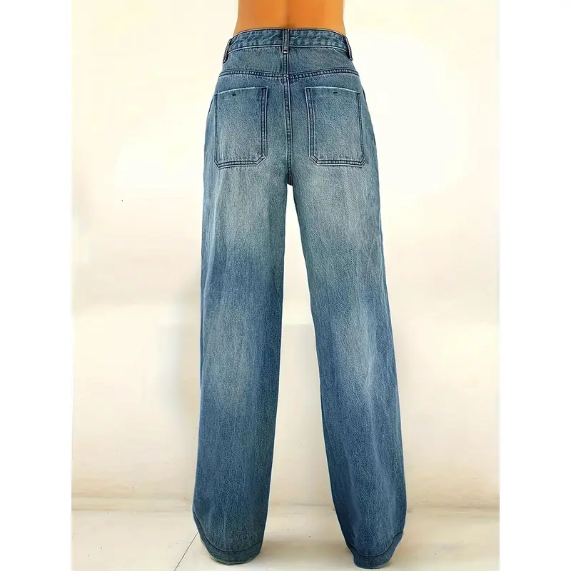 Stretchy Comfort Fit High-Waisted Straight Leg Jeans for Women - Four-Season Relaxed Pants with Pockets, Soft Cotton Blend Fabric, and Flattering Cut - Perfect for Everyday Wear 2