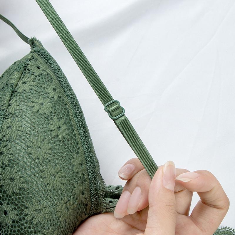 Product Introduction of Women Lace No Steel Ring Bra Beauty Back Wrapped Chest Comfortable Brassiere Stretch Thin Triangle Cup Padded Underwear New 10