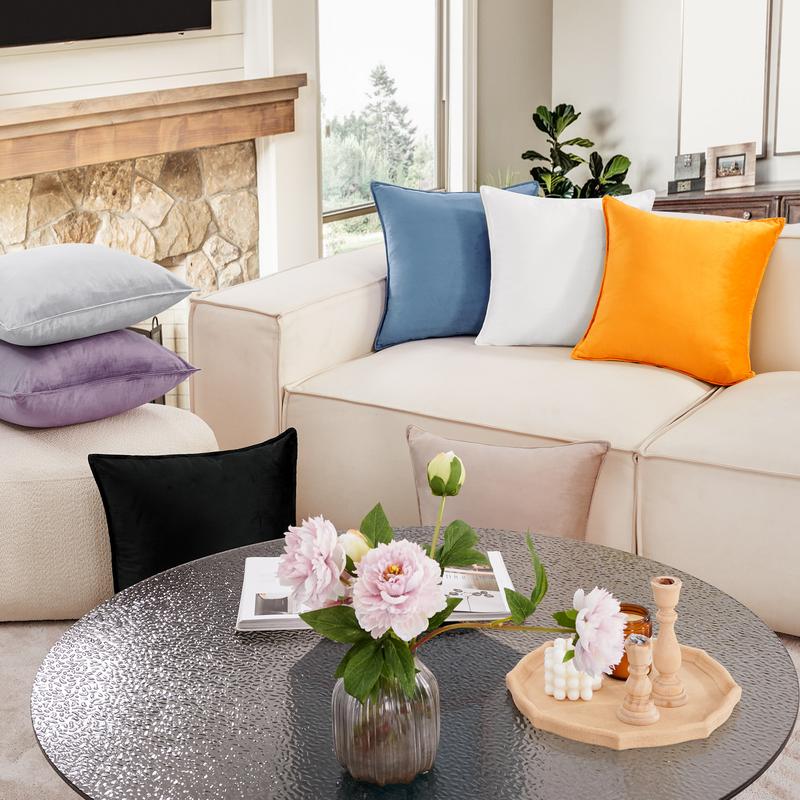 Deconovo Set of 2 Cushion Protectors Crushed Velvet Cushion Covers, Throw Pillow Cases Flanges Cushion Covers for Boys with Invisible Zipper 2