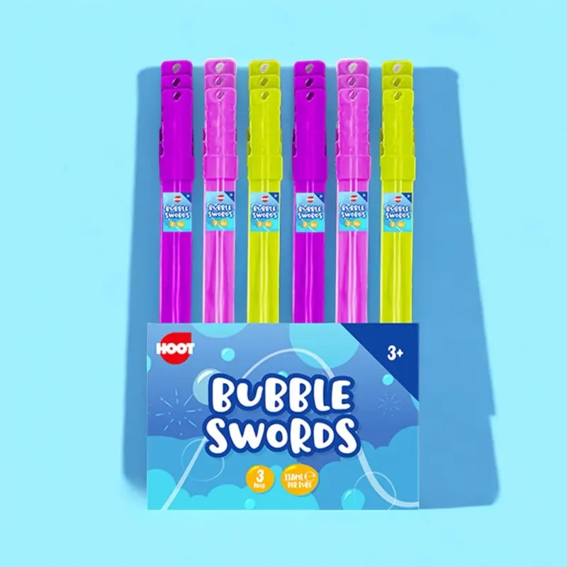 Pack of 3 Bubble Swords in Various Colors - Pre-Filled for Kids Active Play and Motor Skill Improvement 1