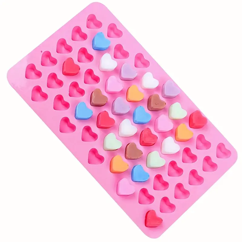 1pc 55 Holes 3D Ice Cube Tray Mini Heart Silicone Mold Chocolate Fondant Mould Pastry Jelly Biscuit Baking Cake Decoration Tools Kitchen Accessories 0