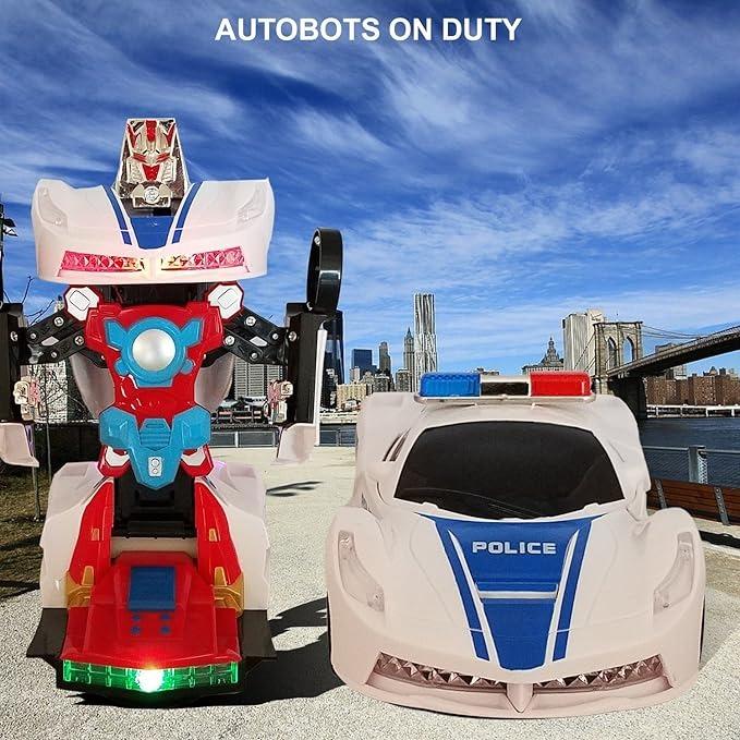 Victoria Mart Transforming Police Car Robot Toy with Lights and Sounds for Kids 3+ 2