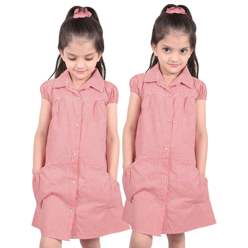 A2Z 4 Kids Girls School Uniform 2 Pack Pleated Gingham Checked Summer Dress Age 3 4 5 6 7 8 9 10 11 12 13 14 Years 6
