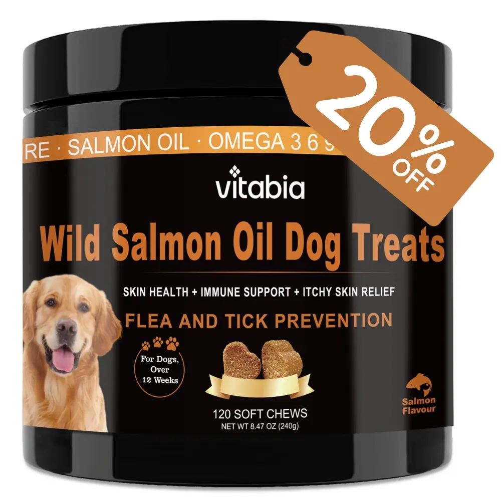 120 Salmon Oil for Dogs Chews - Probiotics for Dogs and Vitamins - Dog Chews (120 Chews)