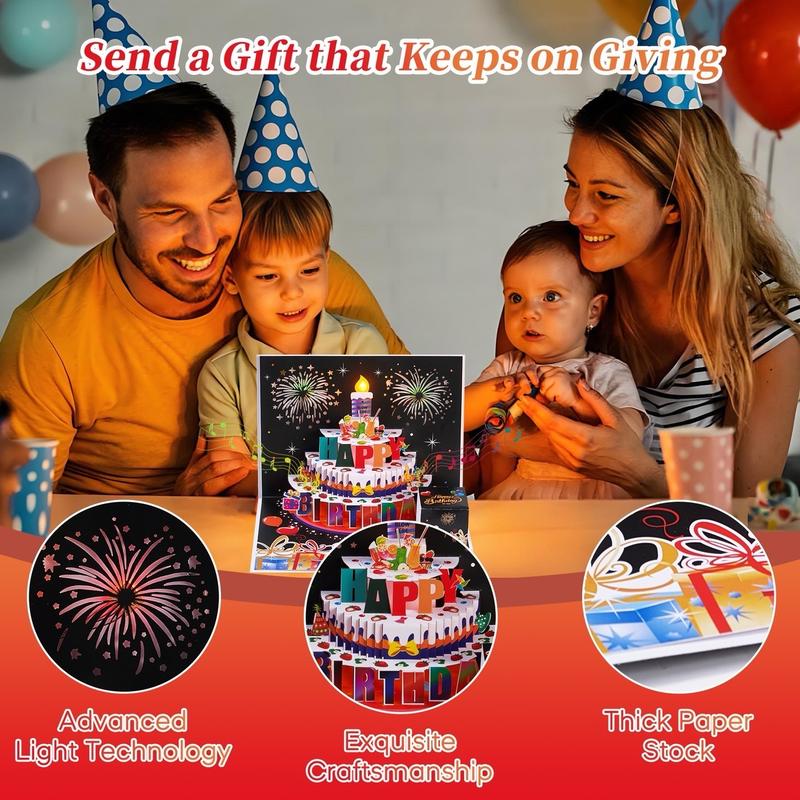 Birthday Popup Greeting Card with Lights, Music, and Candle Gift Bracelet 6