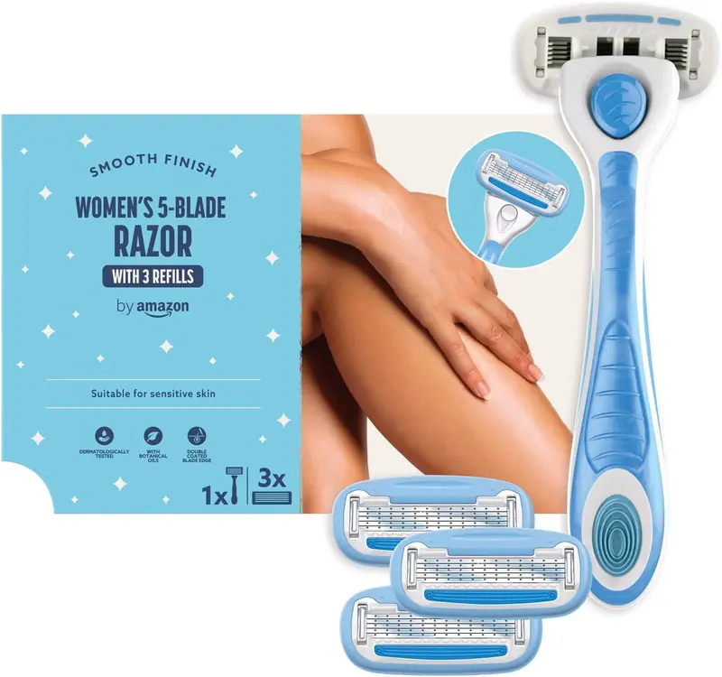 Women's 5 Blade Razor with 3 Refills – Smooth Shave, Precision Blades, and Comfort Design for Silky Skin Handle 0