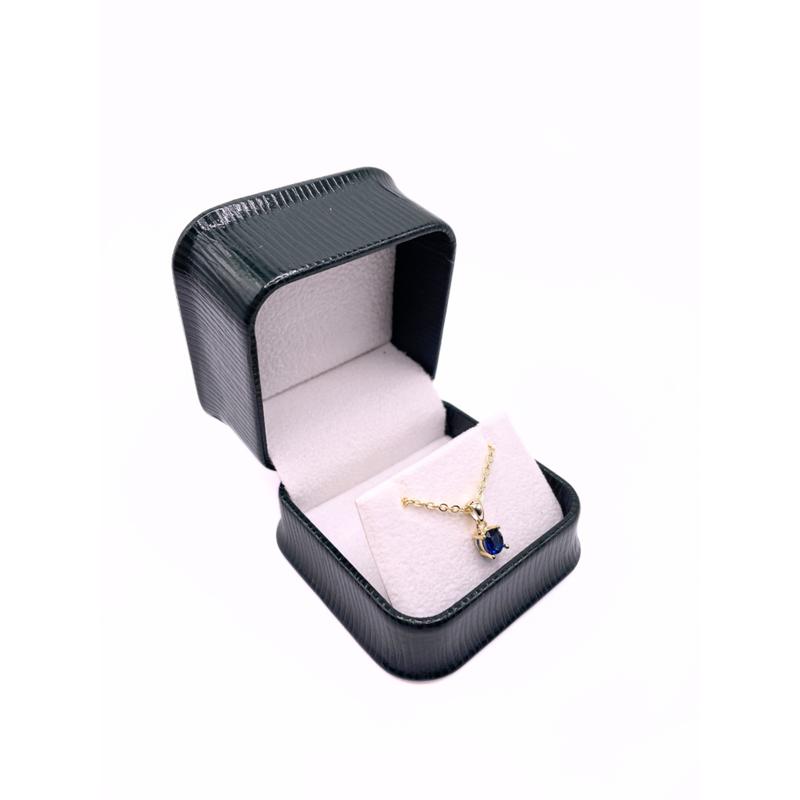 Product Introduction of Dubai Gems Yellow Gold Finish Round Cut Blue Sapphire Pendant Necklace 4