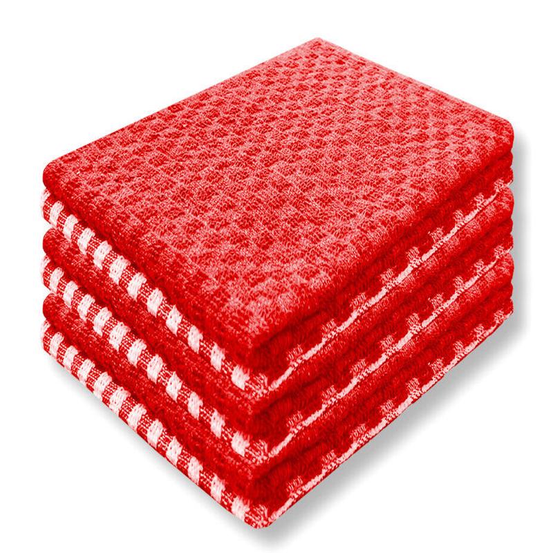 Mono Check Tea Towels Pack of 6 or 12 - Cotton Absorbent Long Lasting Kitchen Tea Towels Set Cleaning Cloth 7