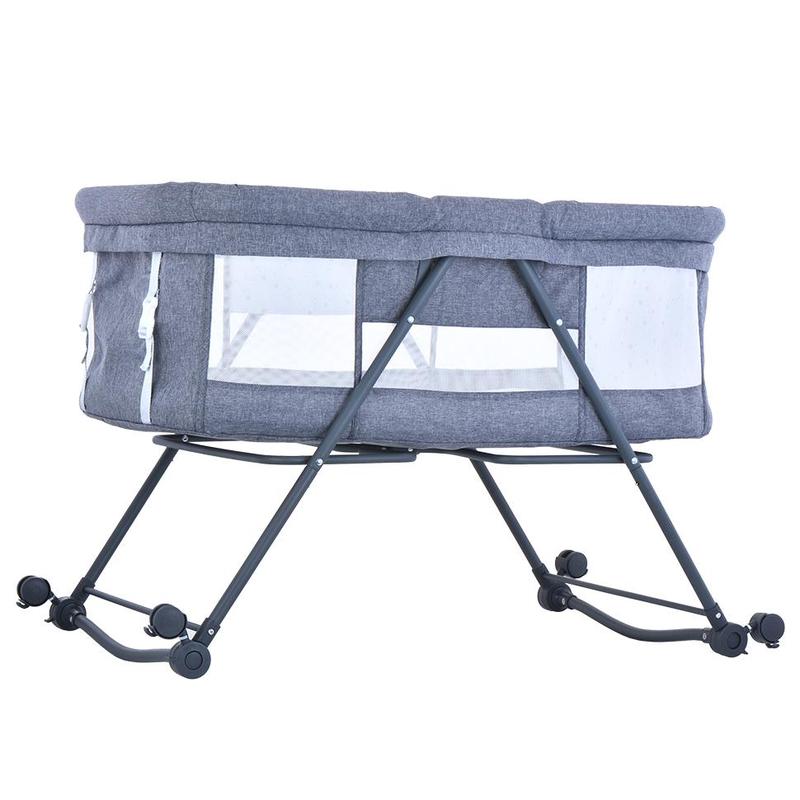 Product Introduction of UBRAVOO Baby Grab-and-go Travel Cot  with Mattress & Silent Wheels,  Rocking Crib Convertible, XYT-001 65