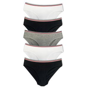 Assorted Bikini Briefs Cotton Rich 5 Pack Fit Panties Underwear Womenswear Women Stretchy Lady Comfort Comfortable Everyday Essential Outfit Soft Stripe Striped Pants Knickers Boxers Lingerie Black White Red Sporty