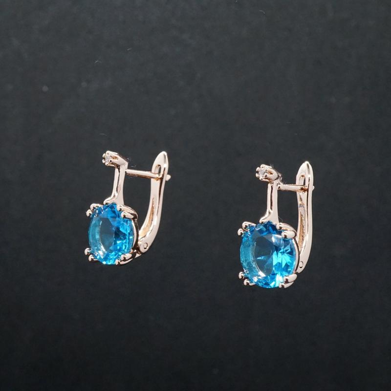 Jessica X - Rose Gold Red,Green,Blue Sapphire Small Drop Earrings 7