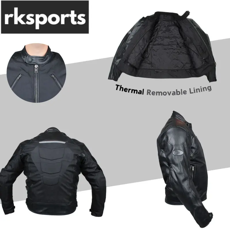 Rksports Atom Motorcycle Motorbike Leather Textile Waterproof Mens Jacket CE 2