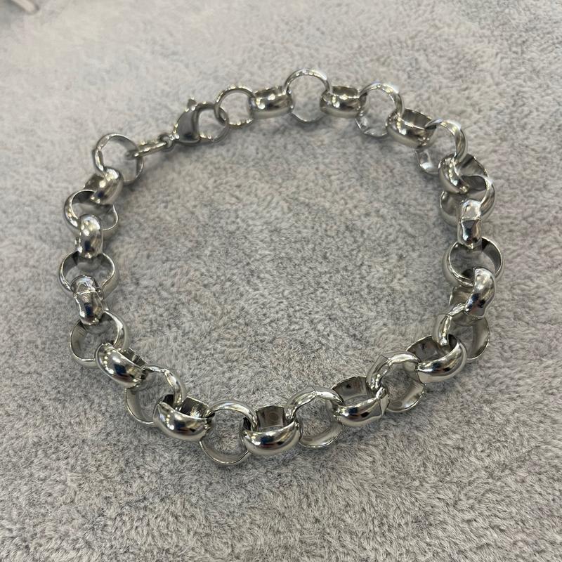 Stainless steel silver plated belcher bracelet 0