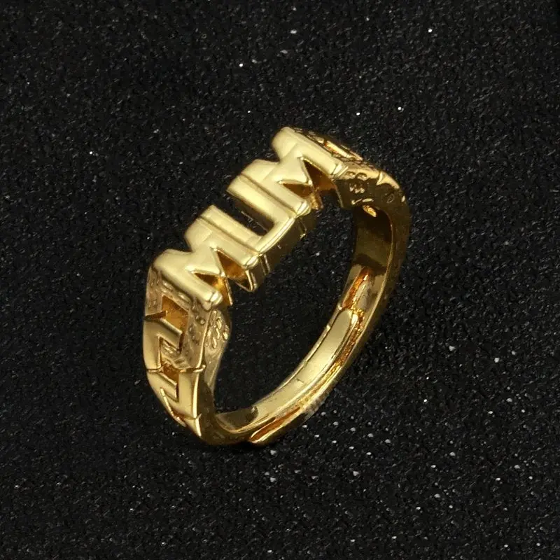 Gold Plain Mum Ring Size Q Adjustable