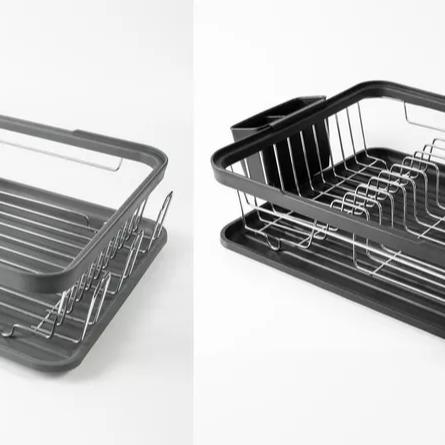 Kitchen Dish Drainer Rack with Plastic Drip Tray Cutlery Holder Kitchen Dish Drainer Rack/Separate Cutlery Holder/Removable Drip Tray Organiser 2