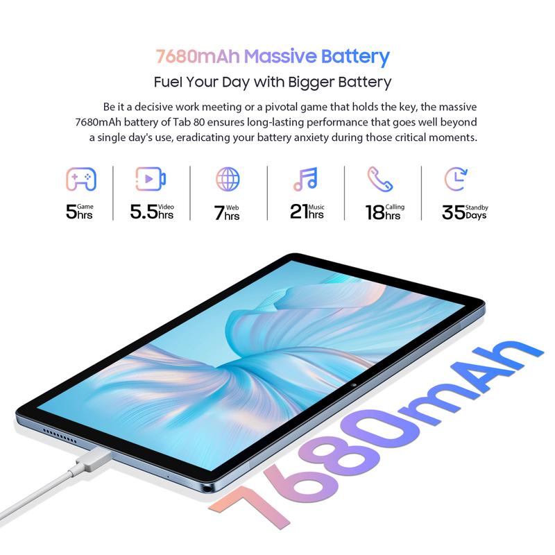 Blackview Tab 80 Android 13 Tablet 8GB 128GB 10.1-inch HD Display T606 Octa Core 7680mAh 2.4G/5G WiFi 13MP Rear Camera 4G tablet Card Navigation Screen 3