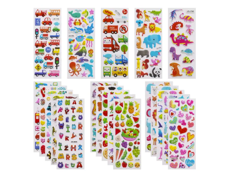 3D Stickers for Kids Toddlers Vivid Puffy Kids Stickers 24 Different Sheets Over 550, Coloured 3D Stickers for Boys Girls Teachers as Reward, Gift, Craft Scrapbooking 0