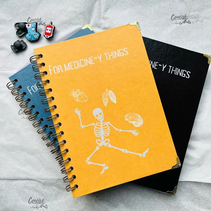 Concise Study A5 Notebook for Medicine-y Things / Medical Student Custom 160 Pages Wiro Bound Notebook for Revision Notes and Disease Profiles 5