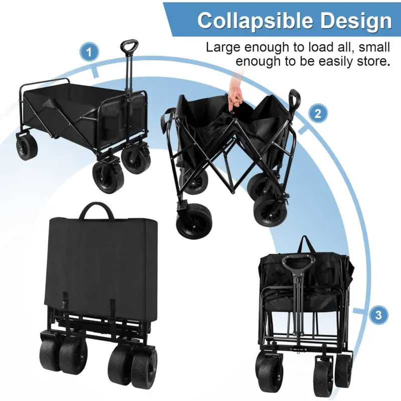 150KG Foldable Heavy Duty Garden Camping Beach Cart Festival Trolley Cart Wagon 2