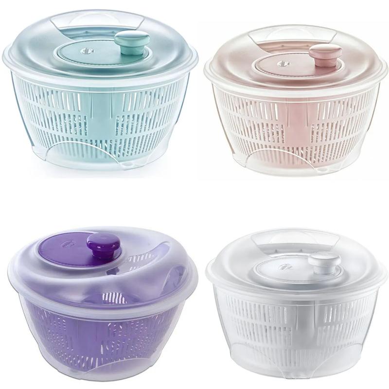 Large Salad Leaf Spinner Lettuce Veg Drainer Herb Plastic Dryer Drying Colander Centrifuge, dryer, strainer for lettuce, vegetables and fruit Salad Spinner 5L Kitchen Lid Utensils 0