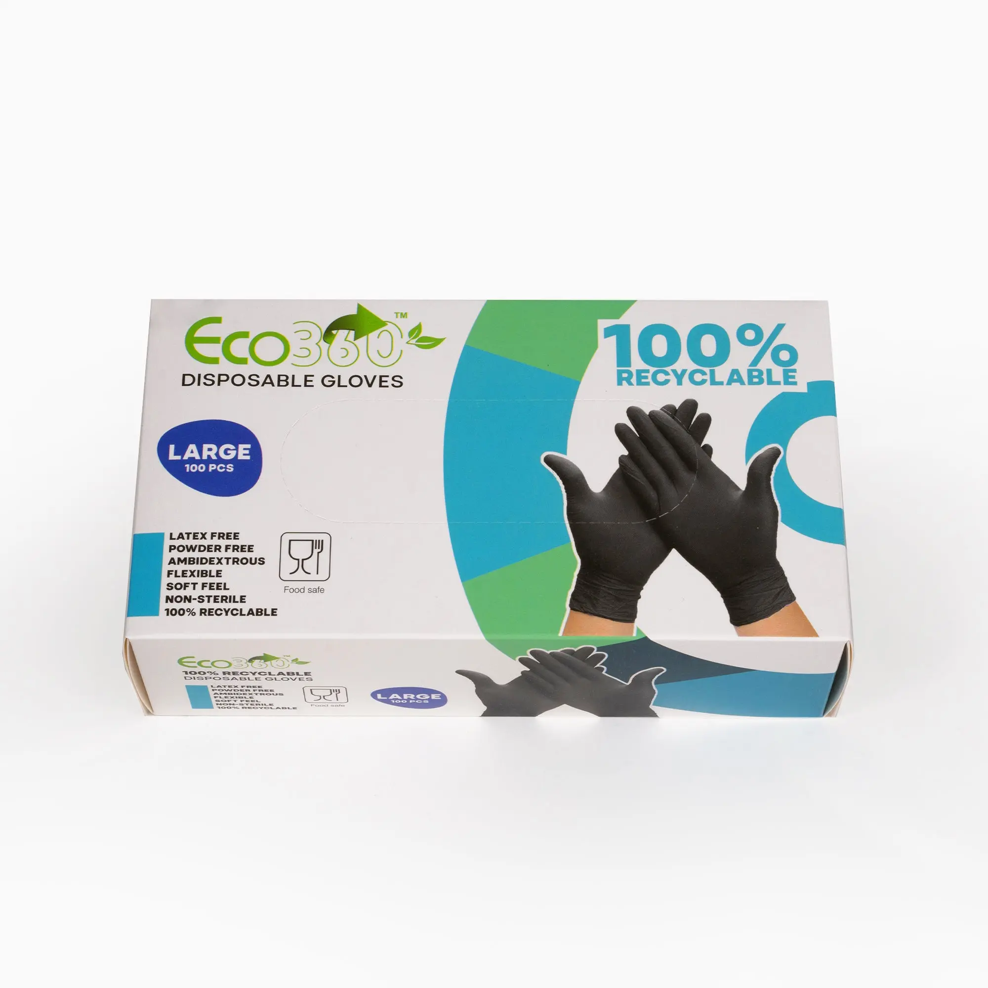TPE Disposable Latex Free Hand Gloves Black 100pk Cleaning Hygiene