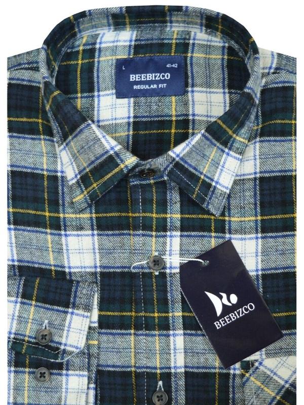 Beebizco Plaid Flannel Shirt Lumberjack Yarn Dyed Check Brushed 100% Cotton Menswear Checkered Checkered 4