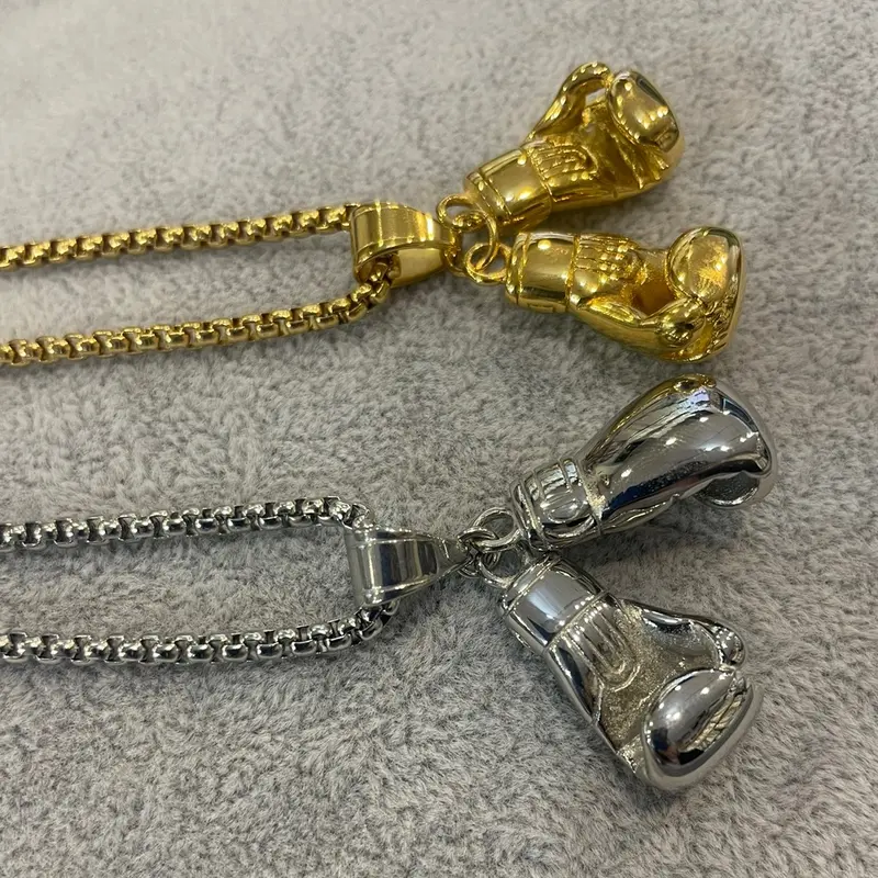 Kids boxing gloves pendent chain stainless steel 1