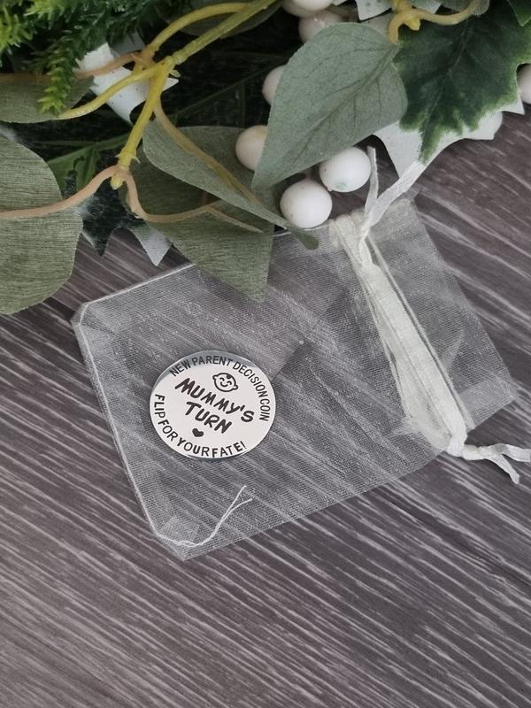 Parent decision coin, baby shower, mummy, daddy, novelty fun gift, new mum and dad, present, stocking filler, handmade, new parent 2