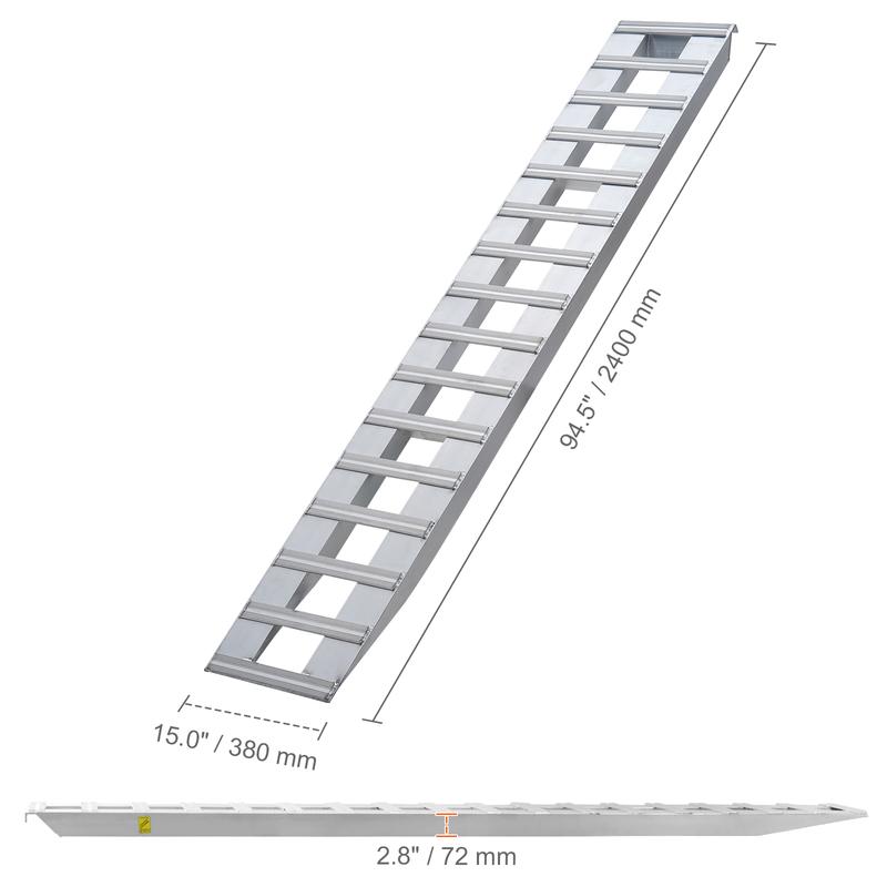 VEVOR 94" x 15" Aluminum Ramps, 6000 LBS Capacity Loading Ramps for Motorcycle/Dirt Bike/Trailer/ATV/UTV/Garden Tractor/Lawn Mower, 2PCS 7