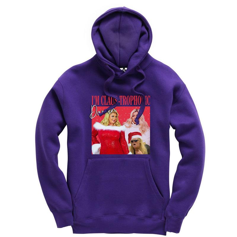 I'm claus-traphobic Darren Gemma Collins meme Hoodie hooded jumper Christmas Xmas Festive Novelty Trending meme 8