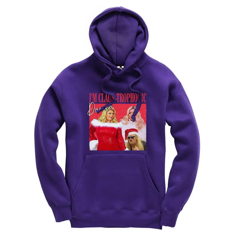 I'm claus-traphobic Darren Gemma Collins meme Hoodie hooded jumper Christmas Xmas Festive Novelty Trending meme 8
