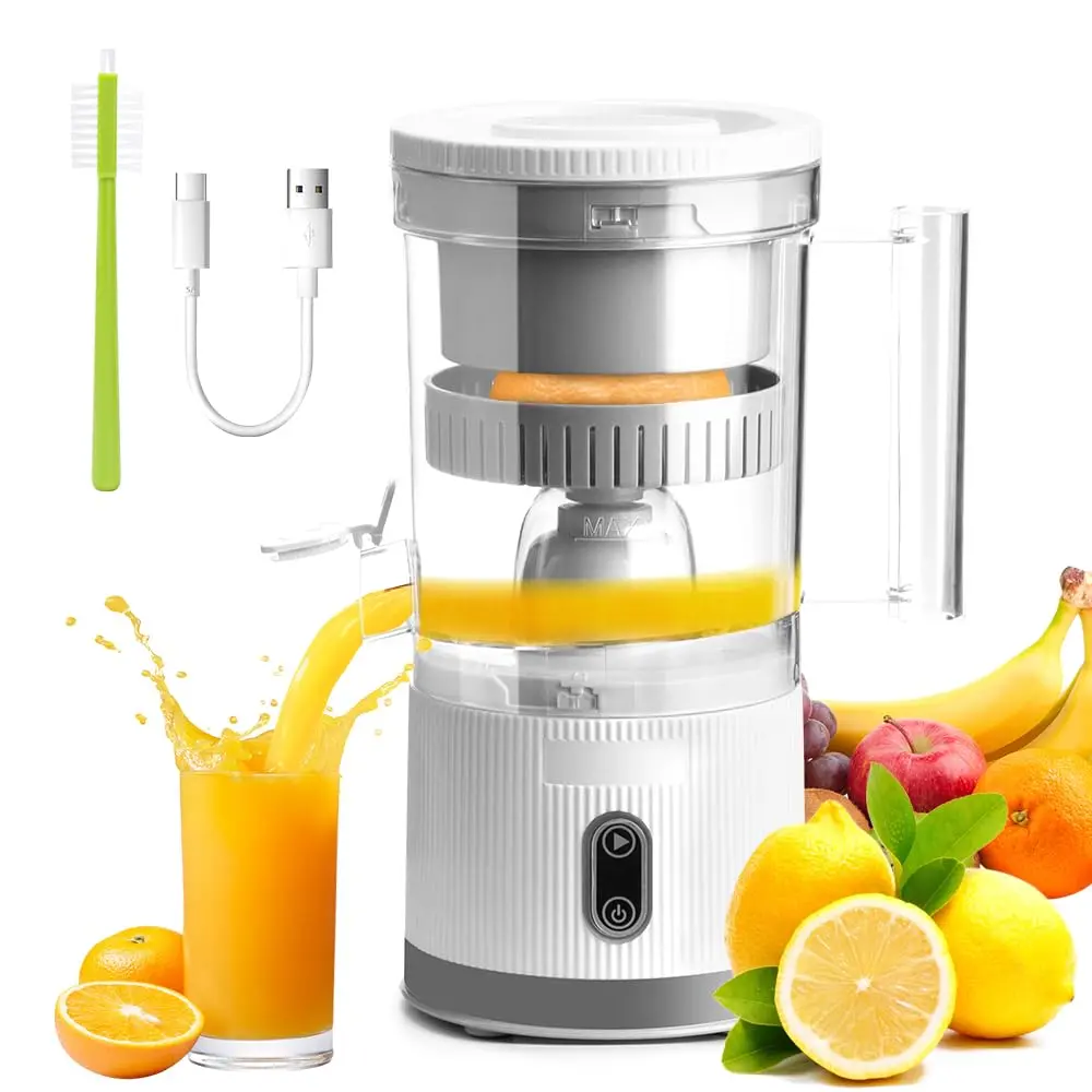 WALLFID Electric Orange Juicer Machines, 80 W Electric Citrus Juicer, Portable USB Rechargeable Electric Orange Squeezer For Family Travelling Camping. Suitable for a wide range of citrus fruits