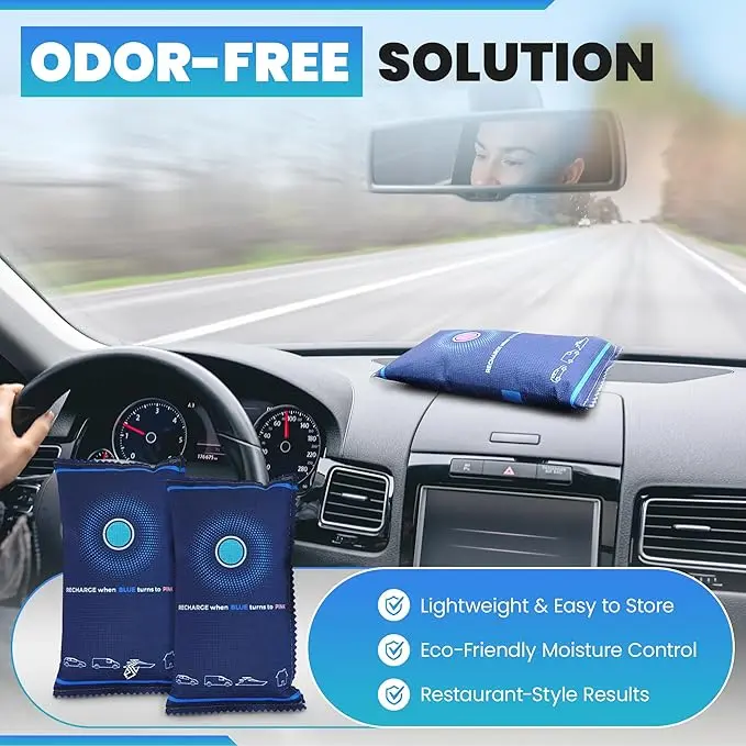 2 x 350g Car Dehumidifier Bag | Moisture & Damp Absorber for Windscreens & Interior | 100% Leakproof, Reusable Dashboard Dehumidifier & Condensation Remover 6