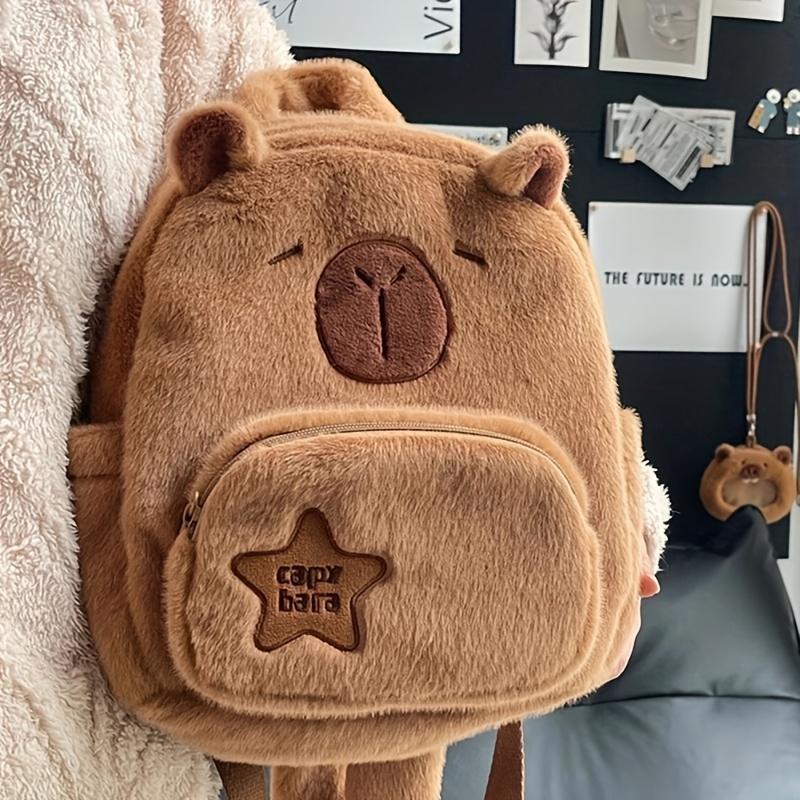 Product Introduction of New Capybara Plush Capybara Backpack Cute Versatile Furry Bag Female Cartoon Small Backpack 6