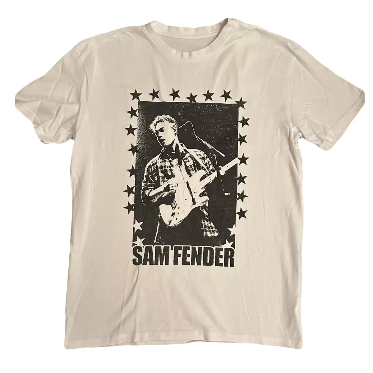 Vintage Sam Fender Live Stage Photo Print Music Fans Crewneck Cotton T-Shirt Menswear Top