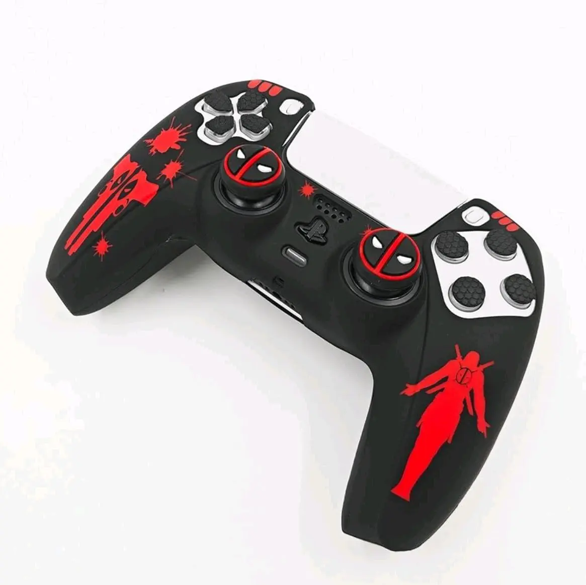 iTech Store Trends For Ultimate Gamer Controller Skin Cover - Quality Silicone - Rubber Cover for PS5 Controllers - 3pcs Set - Deadpool Theme