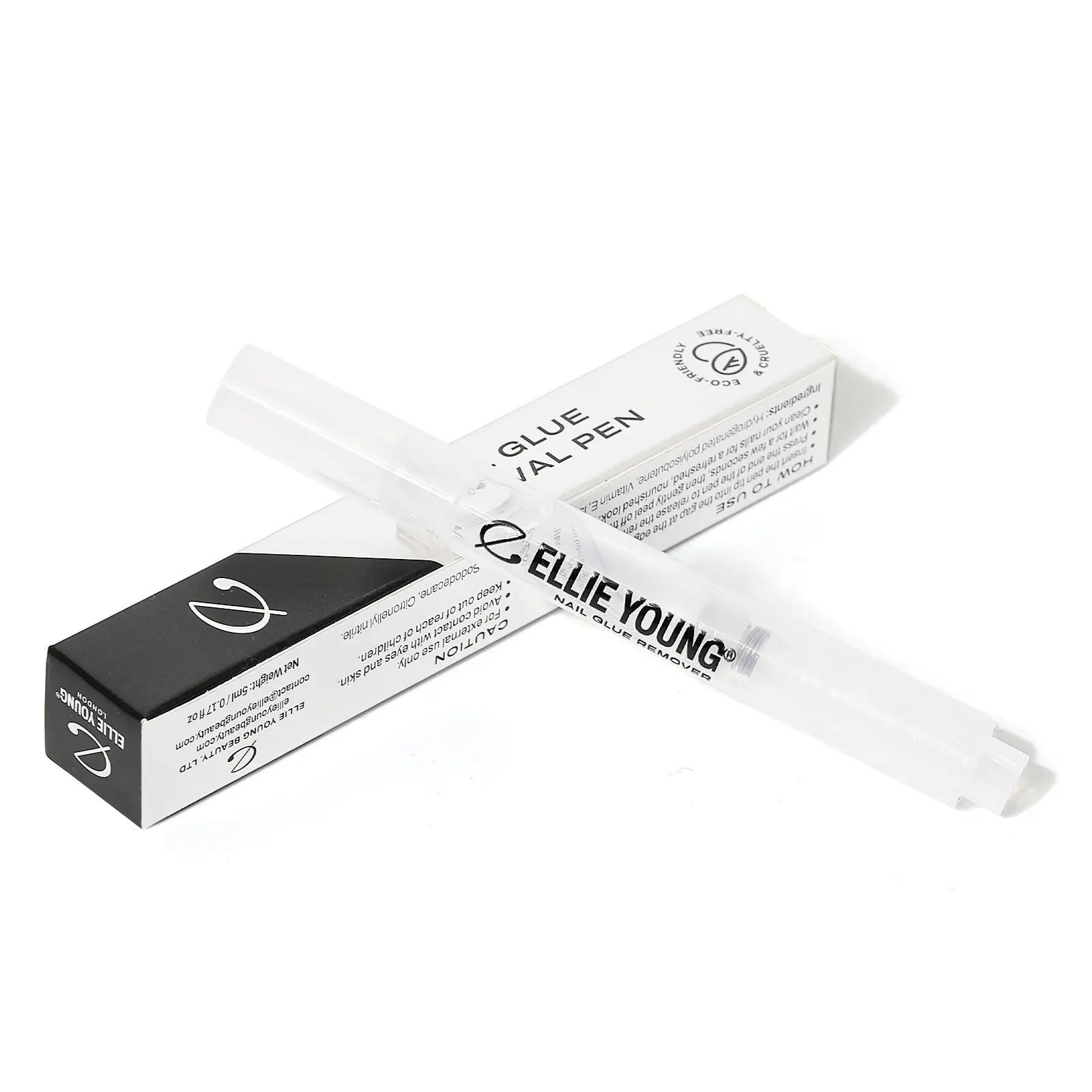 Ellie Young Nail Glue Removal Pen, 5ml, Nail-Friendly, Acetone-Free & Gentle, Cruelty-Free, and Quick Removal, Infused with 5% Vitamin E