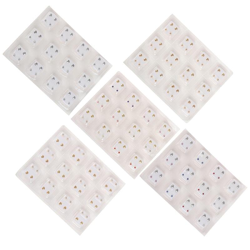 24pcs=12Pairs Surgical Steel Ear Studs Earrings Set Medical Earrings Piercing Tool Kits Women Jewelry Piercing Stud Earring 8