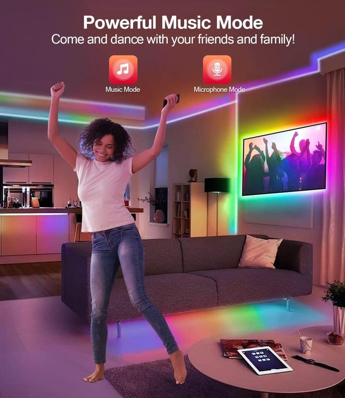 TV Led Lights, 4M TV Led Backlight Led Lights USB Powered RGB TV Led Light Strip for 32-55 inch TV/Monitor Behind Lighting, Led TV Lights with Remote, Music Sync Bluetooth APP Control 2