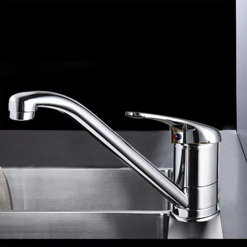 Modern Mono Chrome Kitchen Sink Mixer Tap with Swivel Spout and Single Lever 5