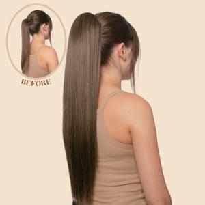 Koko Couture Scarlett Straight 26 Inch Synthetic Claw Clip and Drawstring Ponytail - Clip in Hair Piece Extension