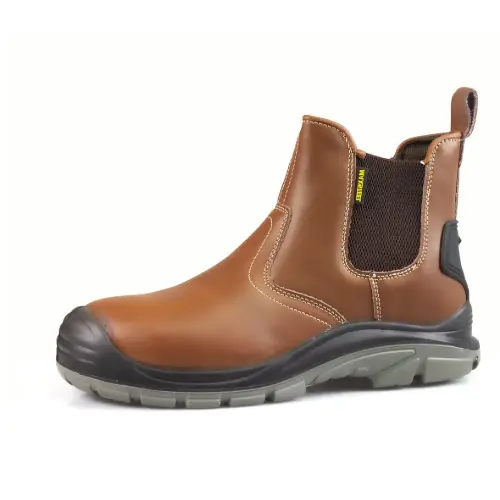 MENS LEATHER CHELSEA SAFETY BOOTS DEALER SLIP ON STEEL TOE CAP WORK SHOES SIZE LIGHTWEIGHT STEEL MIDSOLE WATERPROOF HEEL GUARD PULL ON 4